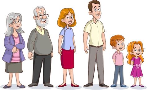 Premium Vector | Cartoon Characters In Different Ages.extended family ...