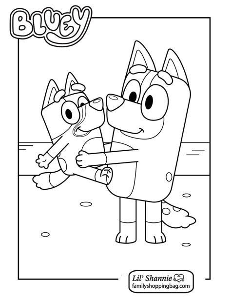 Printable Bluey Family Colouring Pages