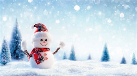 Download Snowy Christmas Snowman Wallpaper | Wallpapers.com