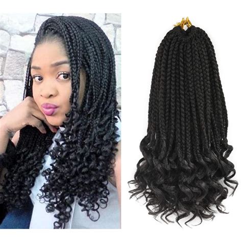 Buy Wavy Ends 3S Box Braids Crochet Braiding Hair Extensions Black ...