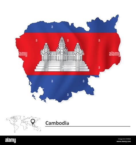 Map of Cambodia with flag - vector illustration Stock Vector Image ...