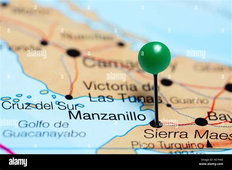 Manzanillo pinned on a map of Cuba Stock Photo - Alamy