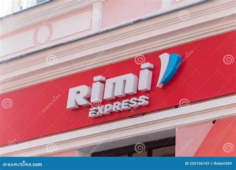 Rimi Express store logo editorial stock photo. Image of europe - 255156743