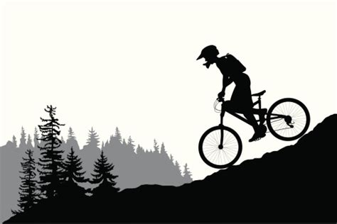 Mountain Biking Vector Silhouette Stock Illustration - Download Image ...