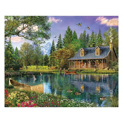 White Mountain Puzzles Mountain Cabin - 1000 Piece Jigsaw Puzzle ...