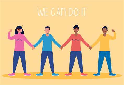 We can do it message with people holding hands 1761157 Vector Art at ...