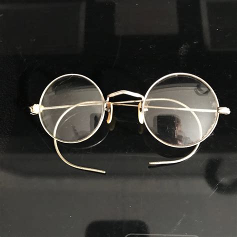 Antique eyeglasses silver wire rim collectible display farmhouse office ...