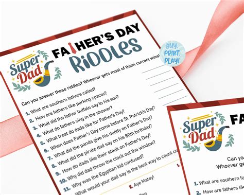 Fathers Day Riddles Game Dad Jokes Printable Activity for | Etsy