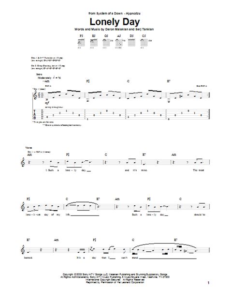 Lonely Day by System Of A Down - Guitar Tab - Guitar Instructor