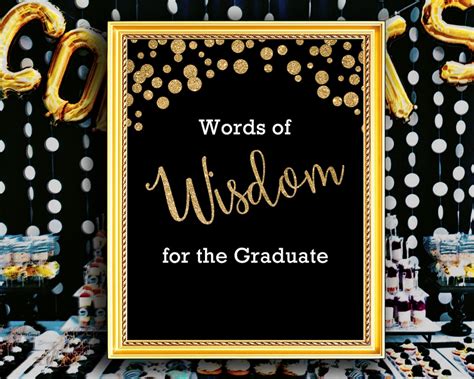 Words of Wisdom for the Graduate Printable Sign Black and Gold - Etsy