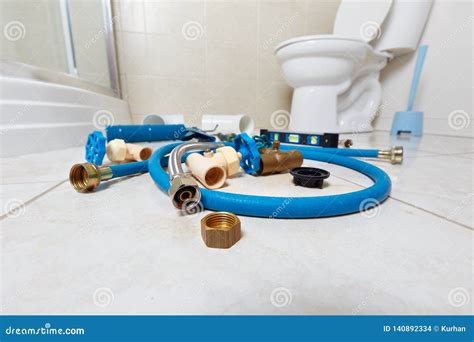 Plumbing repair tools. stock photo. Image of leak, pipes - 140892334