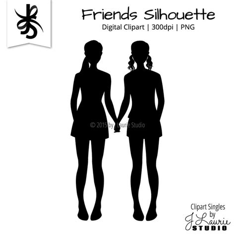 Digital Clipart-clipart Singles-friends Silhouette-girlfriends-best ...