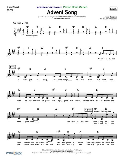 Advent Song Sheet Music PDF (Compliments of Gus) - PraiseCharts