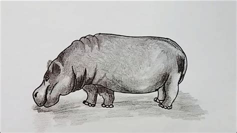 how to draw a hippo step by step - YouTube