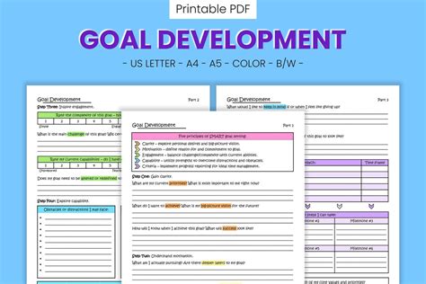 Goal Development Printable Worksheets Habit Resolution - Etsy