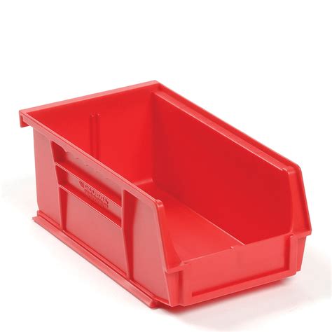 plastic storage bin - small parts 4-1/8 x 7-3/8 x 3, red, lot of 24 ...