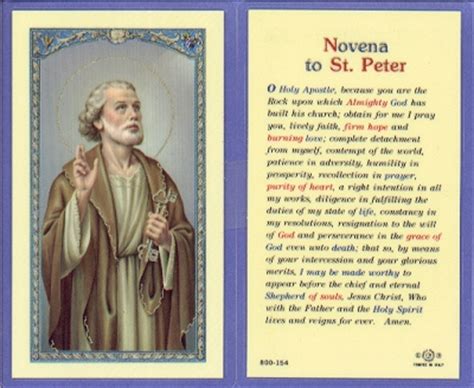 St Peter Novena Holy Card