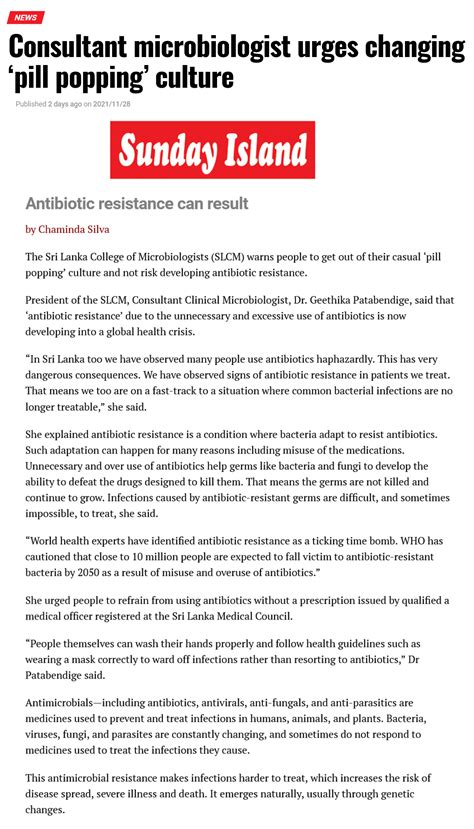 Consultant microbiologist urges changing ‘pill popping’ culture – Sri ...