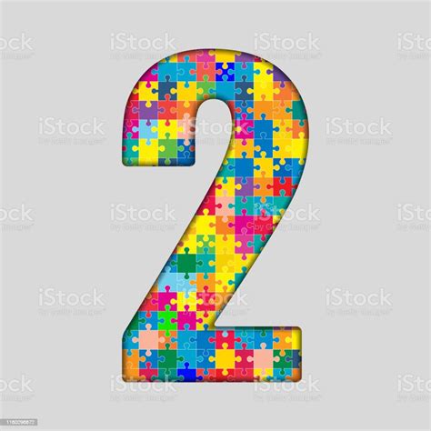 Vector Jigsaw Puzzle Colorful Pieces Number 2 Stock Illustration ...