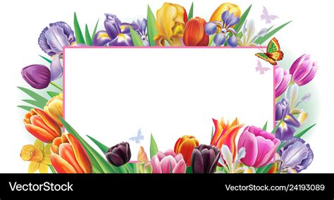 Banner with multicolor spring flowers Royalty Free Vector