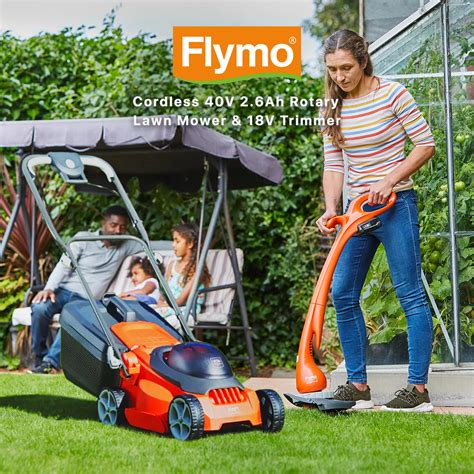 Flymo Cordless 40V 2.6Ah Rotary Lawn Mower & 18V Trimmer – Paragon ...