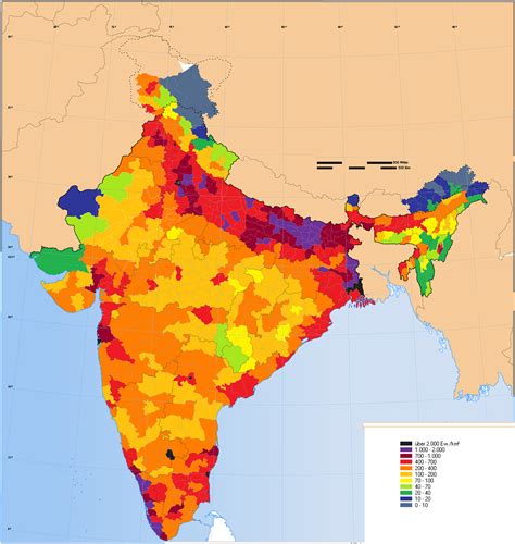 District-level Population Density Map of India | India map, Historical ...