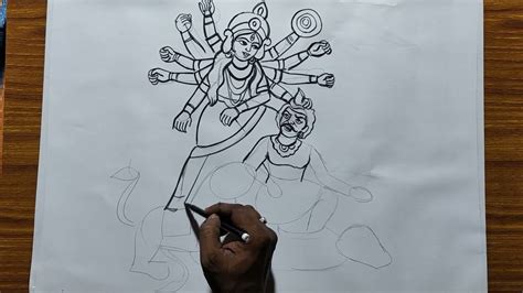 how to draw maa durga ful figer easy line art,durga thakur easy line ...