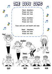 song "head shoulders knees and toes" 1/2 - ESL worksheet by MºDolores