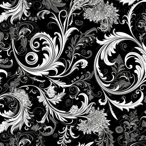 Premium AI Image | Seamless black and white background with floral ornament