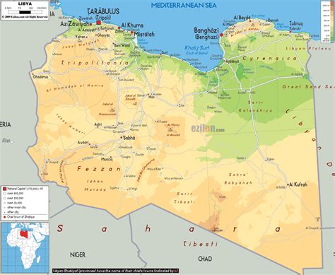 Physical Map of Libya - Ezilon Maps