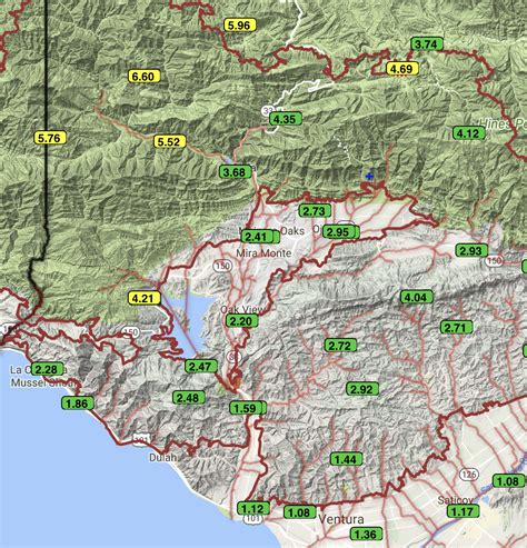 Ventura County Watershed Rainfall Map - Maps For You