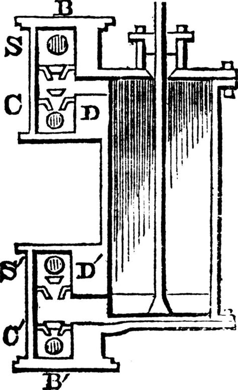 Double-acting Cylinder, vintage illustration. 13720502 Vector Art at ...