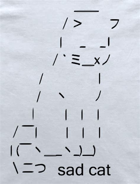 Triste Gato Emoji Ascii Art Cat Camiseta | Etsy