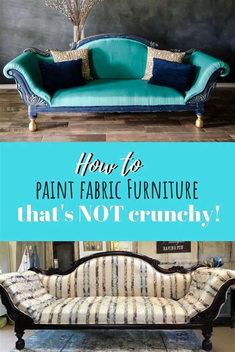 a blue couch with the words how to paint fabric furniture that's not ...