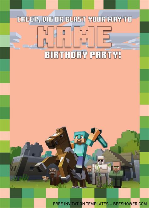 Minecraft Birthday Invitations, Superhero Invitations, Birthday ...