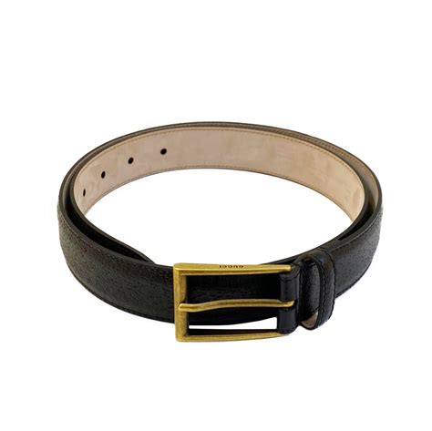 BLACK TEXTURED LEATHER BUCKLE BELT - styleforless