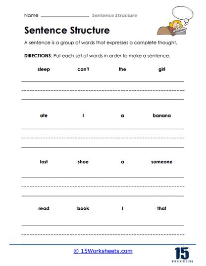 Sentence Structure Worksheets - 15 Worksheets.com