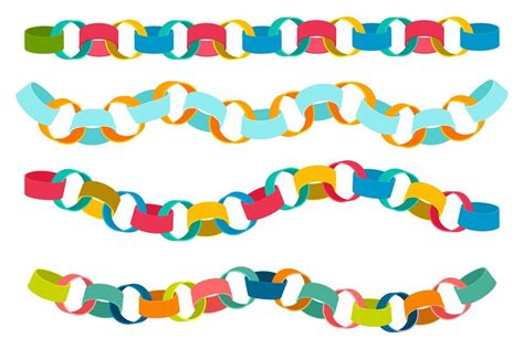 Premium Vector | Paper colorful chains vector cartoon set isolated on ...