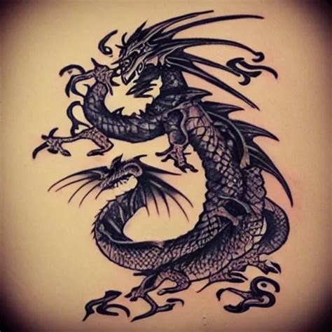 “fire breathing dragon, tattoo” | Stable Diffusion