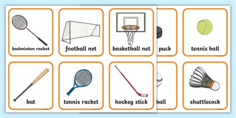 Sports Equipment Matching Cards (teacher made)