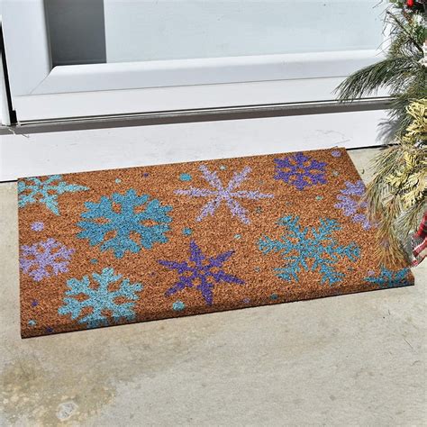 Ninamar Door Mat Winter Snowflakes Natural Coir - 29.5 x 17.5 inch ...