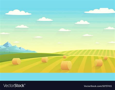 Natural landscape hay field Royalty Free Vector Image