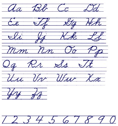 Cursive Alphabet Printable Chart | AlphabetWorksheetsFree.com