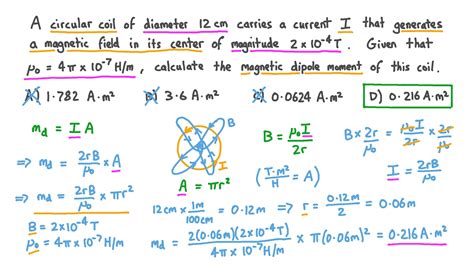 Question Video: Calculating the Magnetic Dipole Moment of a Circular ...