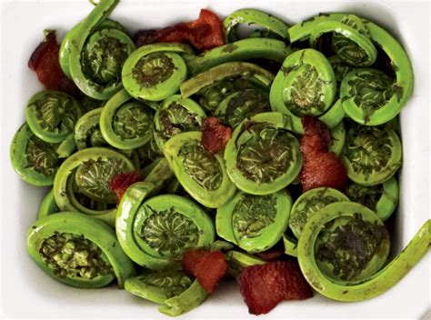 Sauteed Fiddleheads with Bacon and Cheese Recipe - Yankee Magazine