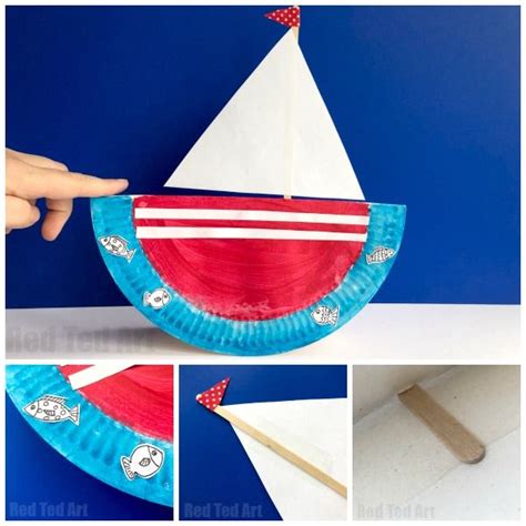 Rocking Paper Plate Boat - Red Ted Art - Easy Kids Crafts | Boat crafts ...