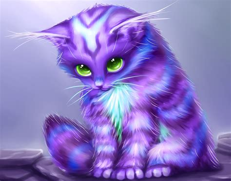 Enchanted Purple Cat HD Wallpaper