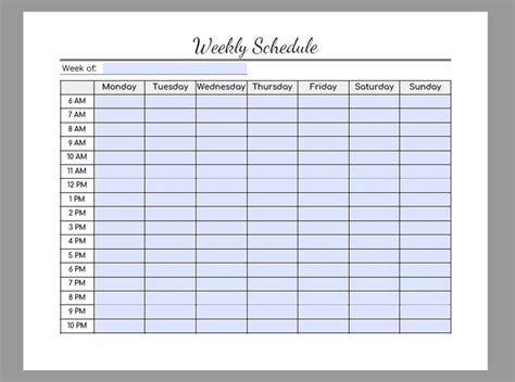 Free Printable Hourly Schedule Template