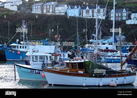 UK Fishing Boats Megavissy Harbour Port Stock Photo - Alamy