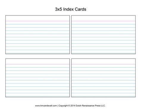 Index Card Printing Template